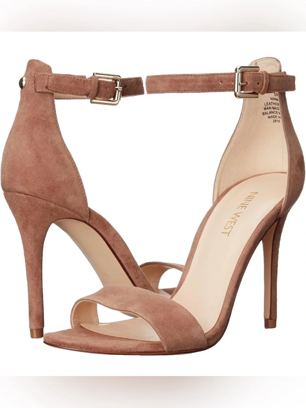 Nine West Mana Natural Suede Ankle Strap Stiletto Heels 8.5